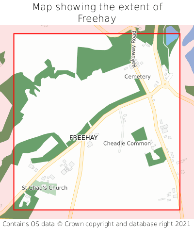 Map showing extent of Freehay as bounding box