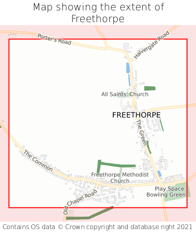 Map showing extent of Freethorpe as bounding box