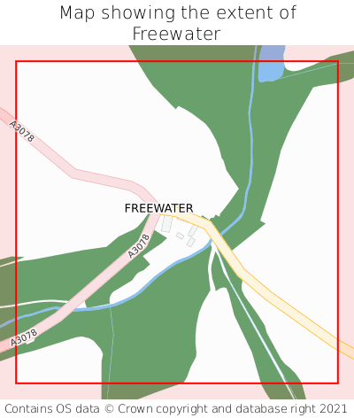 Map showing extent of Freewater as bounding box