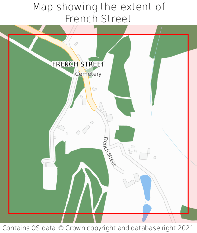 Map showing extent of French Street as bounding box