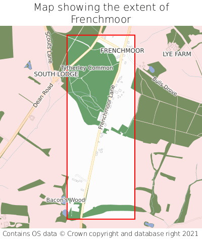 Map showing extent of Frenchmoor as bounding box