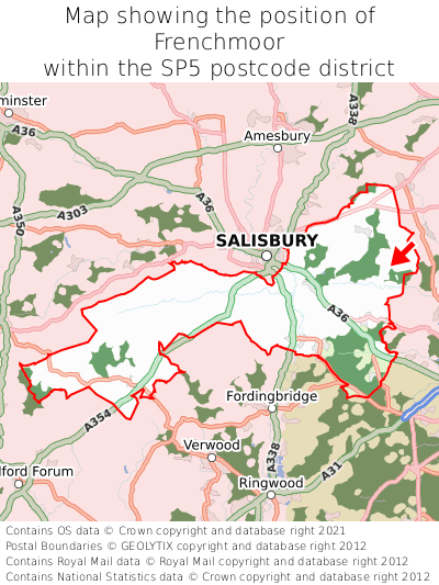 Map showing location of Frenchmoor within SP5