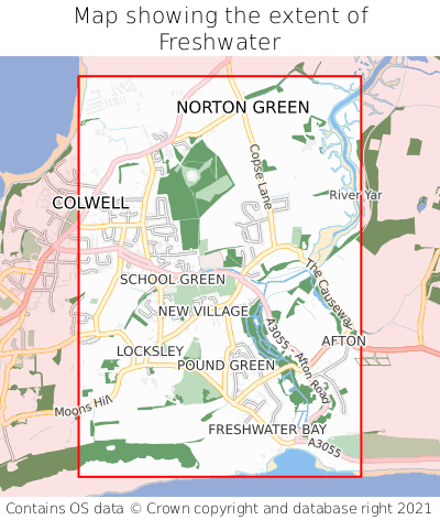 Map showing extent of Freshwater as bounding box