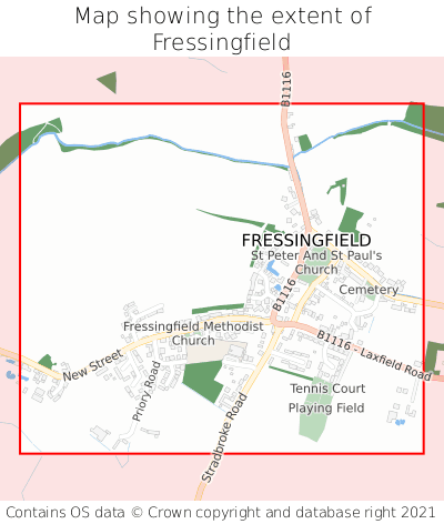 Map showing extent of Fressingfield as bounding box