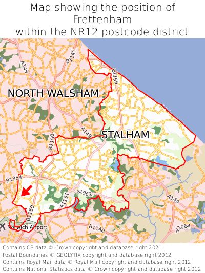 Map showing location of Frettenham within NR12