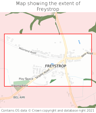Map showing extent of Freystrop as bounding box