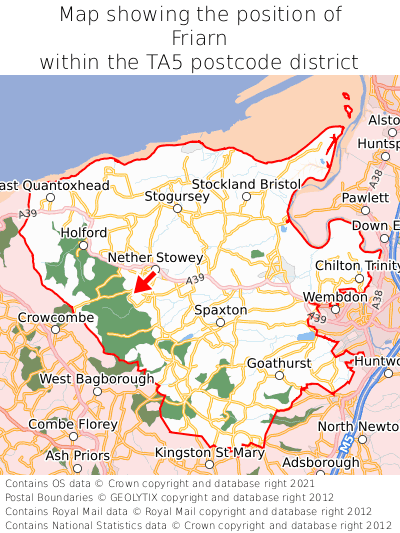 Map showing location of Friarn within TA5