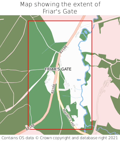 Map showing extent of Friar's Gate as bounding box