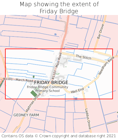 Map showing extent of Friday Bridge as bounding box
