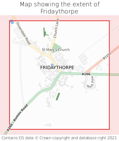 Map showing extent of Fridaythorpe as bounding box