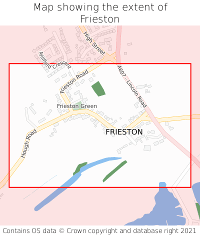 Map showing extent of Frieston as bounding box