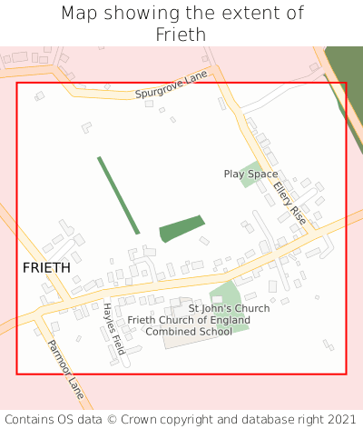Map showing extent of Frieth as bounding box