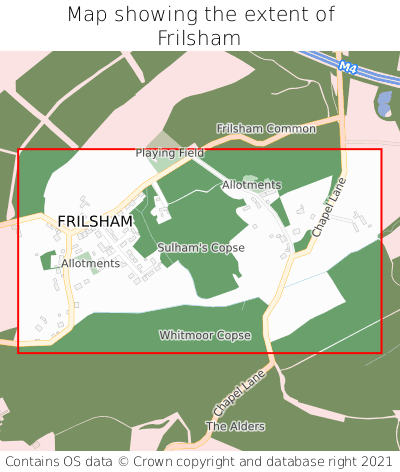 Map showing extent of Frilsham as bounding box