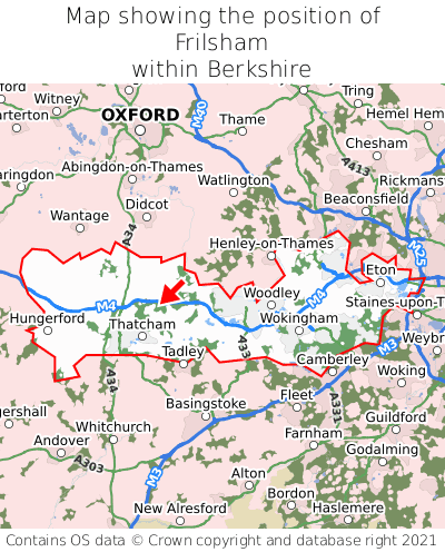 Map showing location of Frilsham within Berkshire