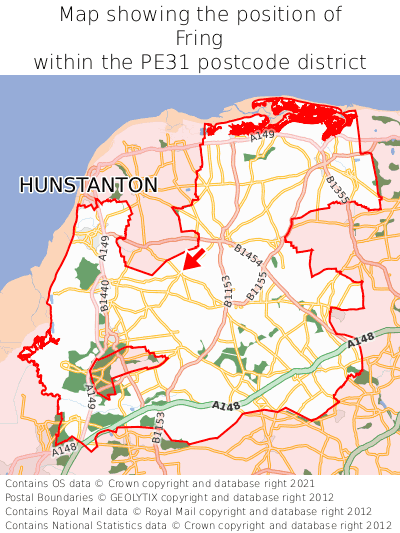 Map showing location of Fring within PE31