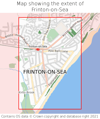 Map showing extent of Frinton-on-Sea as bounding box