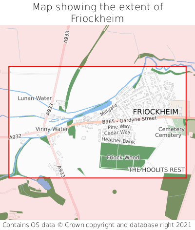 Map showing extent of Friockheim as bounding box