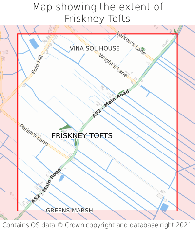 Map showing extent of Friskney Tofts as bounding box