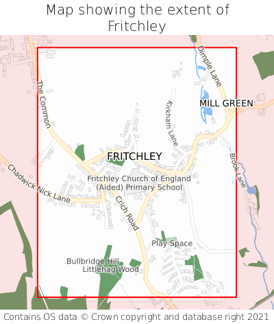 Map showing extent of Fritchley as bounding box