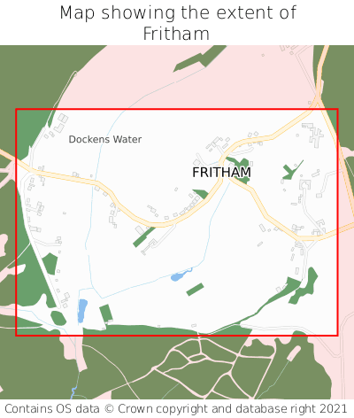 Map showing extent of Fritham as bounding box