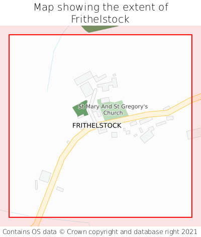 Map showing extent of Frithelstock as bounding box