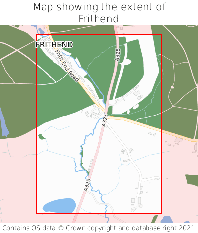 Map showing extent of Frithend as bounding box