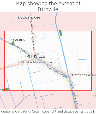 Map showing extent of Frithville as bounding box