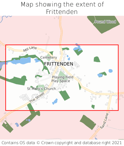 Map showing extent of Frittenden as bounding box