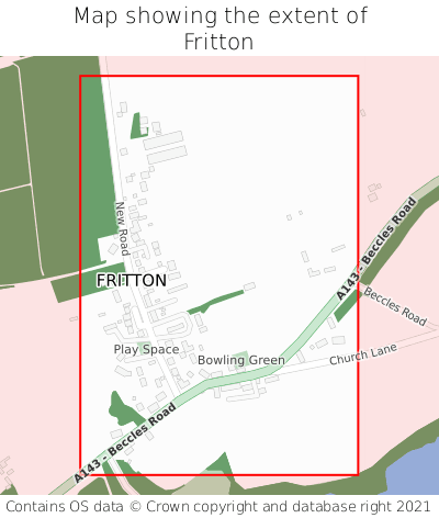 Map showing extent of Fritton as bounding box