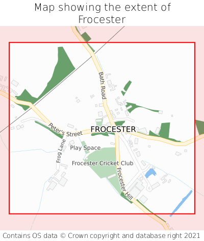 Map showing extent of Frocester as bounding box
