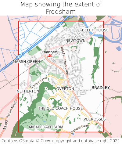 Map showing extent of Frodsham as bounding box