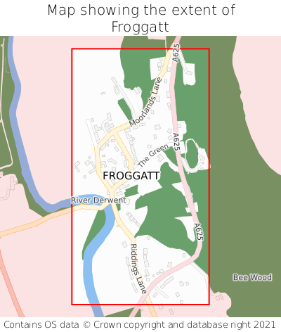 Map showing extent of Froggatt as bounding box