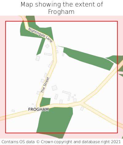Map showing extent of Frogham as bounding box