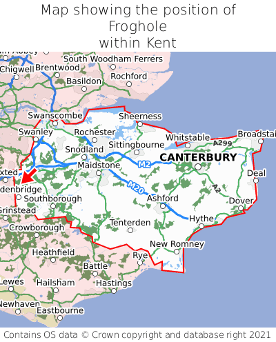 Map showing location of Froghole within Kent