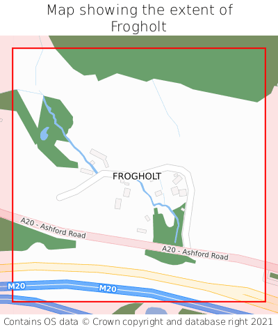 Map showing extent of Frogholt as bounding box