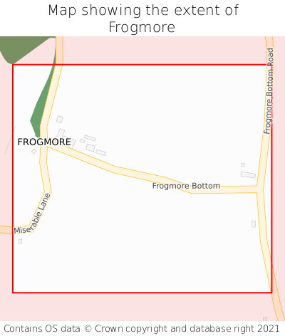 Map showing extent of Frogmore as bounding box