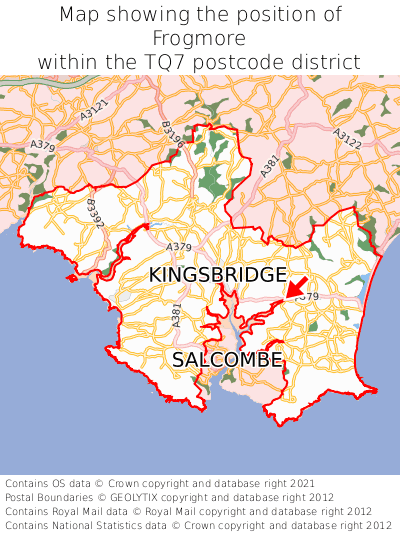 Map showing location of Frogmore within TQ7