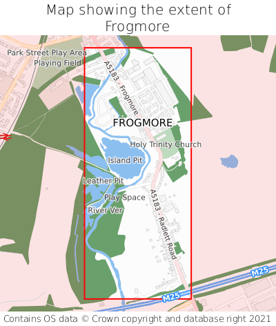 Map showing extent of Frogmore as bounding box