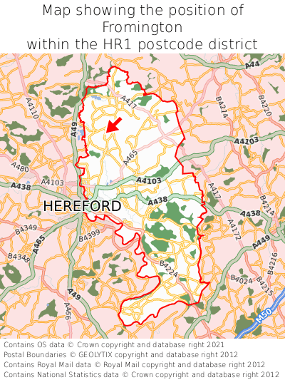 Map showing location of Fromington within HR1