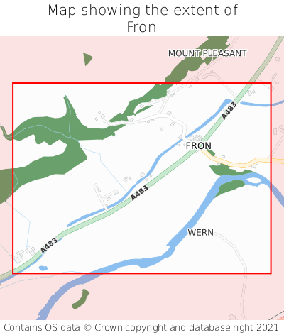 Map showing extent of Fron as bounding box