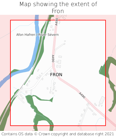 Map showing extent of Fron as bounding box
