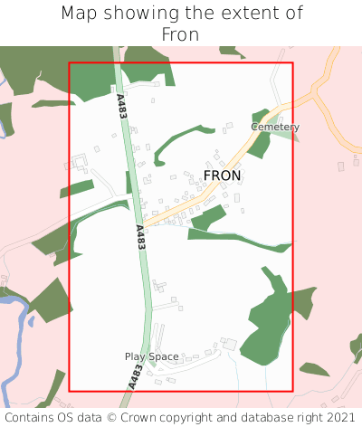 Map showing extent of Fron as bounding box