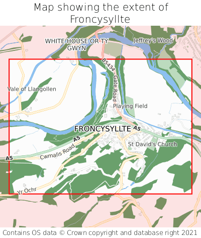 Map showing extent of Froncysyllte as bounding box