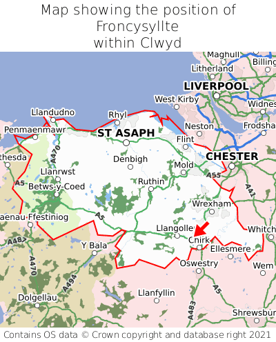 Map showing location of Froncysyllte within Clwyd