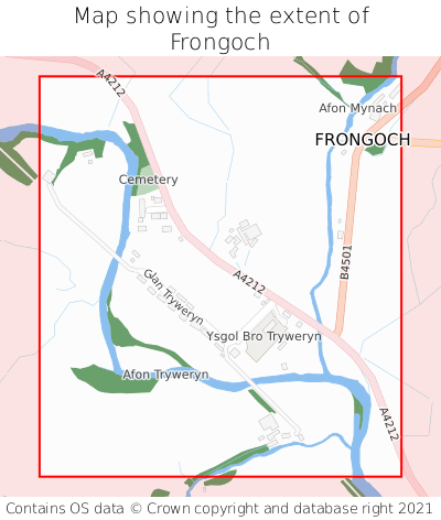 Map showing extent of Frongoch as bounding box