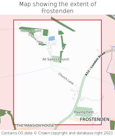 Map showing extent of Frostenden as bounding box