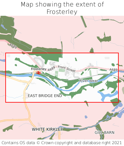 Map showing extent of Frosterley as bounding box