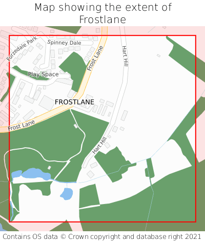 Map showing extent of Frostlane as bounding box