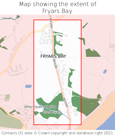 Map showing extent of Fryars Bay as bounding box
