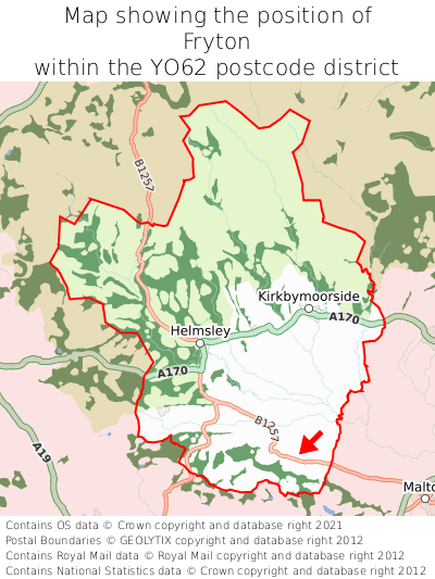 Map showing location of Fryton within YO62